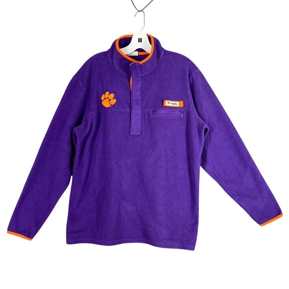 columbia clemson fleece pullover m quarter snap embroidered paw college gear